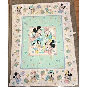 Vintage Dundee Disney Baby Quilted Crib Blanket Minnie Mickey Mouse Donald Daisy